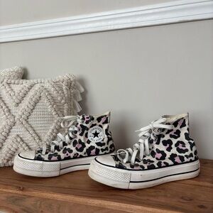 Converse Pink and Black Leopard Platform High-Tops